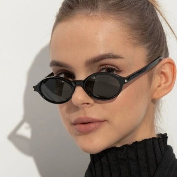 Saint Laurent SL751JEANNE 001 Sunglasses Black Oval Frame, Black Lenses - Picture 5 of 13